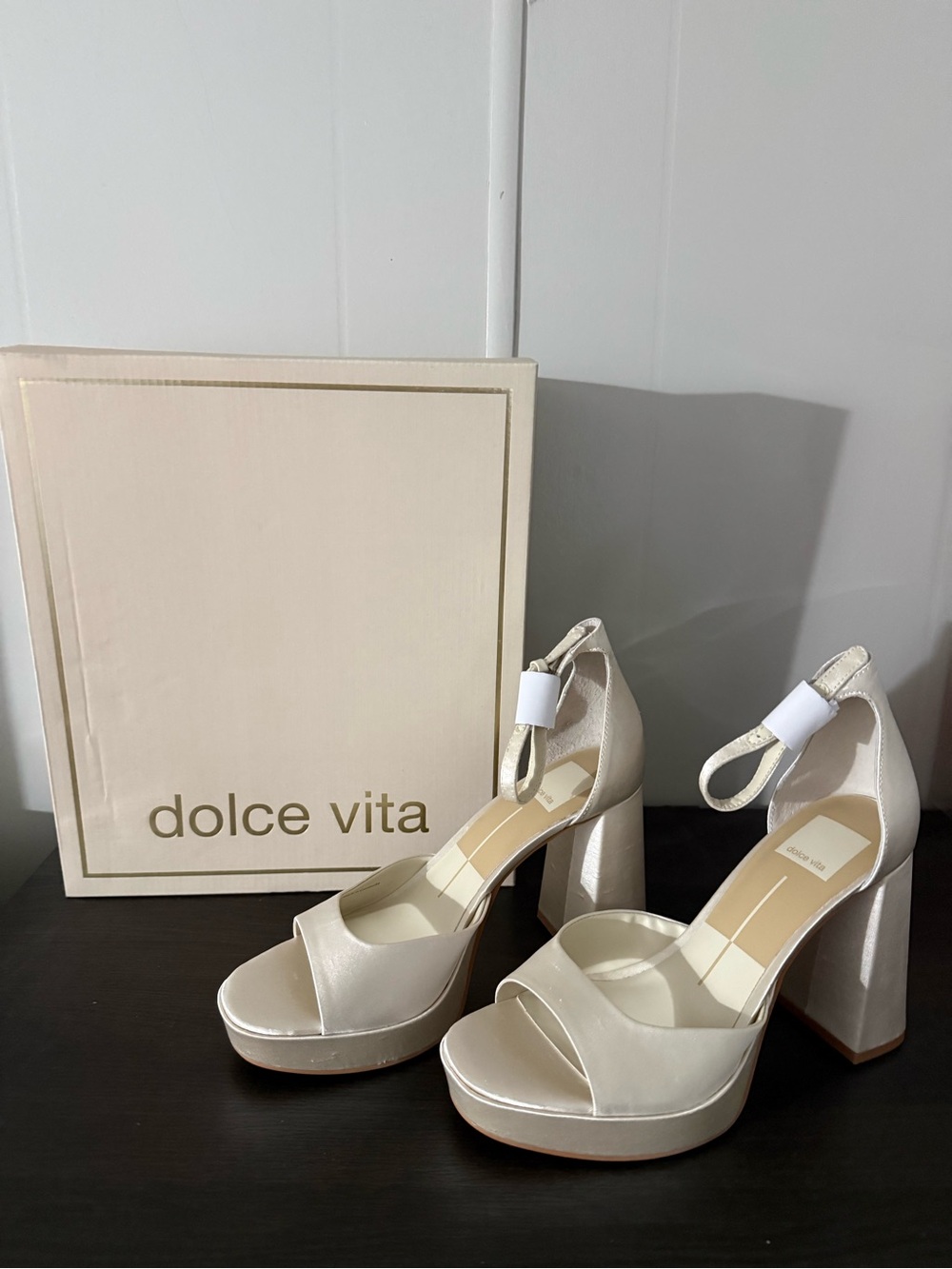 Dolce Vita Cream Platform Block-Heel Sandals